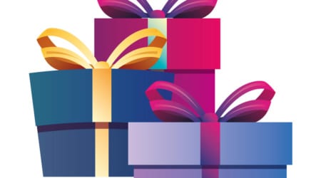 wrapped gift boxes party celebration vector illustration