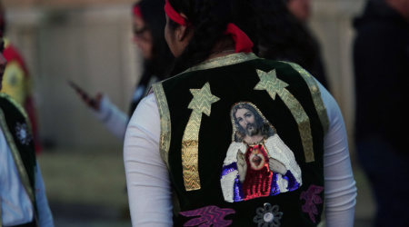 Hispanic Catholics in Memphis celebrated the Our Lady of Guadalupe Feast Day on December 12,  2019. Under a full moon, participants danced along the streets of Memphis in procession from Sacred Heart Catholic Church to Immaculate Conception Church where they then attended mass.  (© Karen Pulfer Focht)
